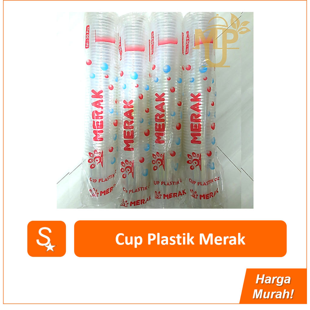 Gelas Plastik Cup PP Merak 16 oz (1 slop isi 50) Tanpa Tutup