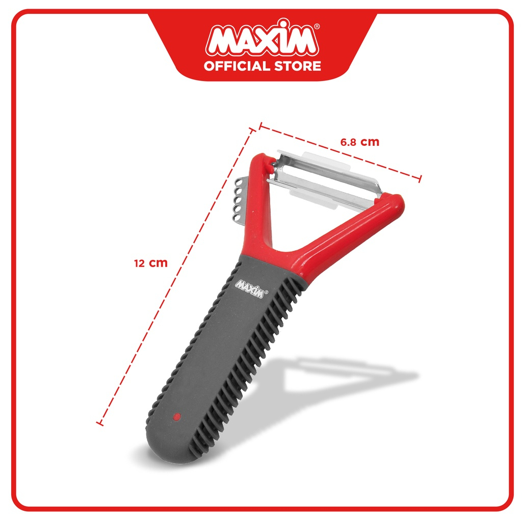 Maxim Tools Flex Grip Y Peeler 2in1 - Alat Pengupas Sayur / Buah / Bahan Makanan Kerokan Parutan Bahan Stainless Steel