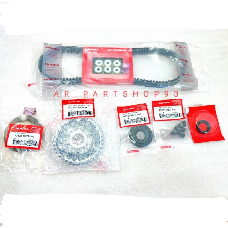 PAKET CVT ASSY , RUMAH ROLLER, V-BELT ASSY, TUTUP RUMAH ROLLER, SCOOPY F1 ESP 2015-2019 ORIGINAL NEW
