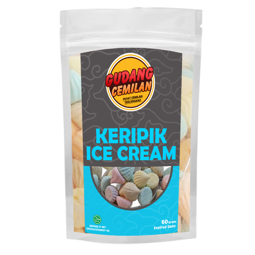 

(HALAL, PIRT) 60 GRAM, KERIPIK ES KRIM, ICE CREAM CHIPS