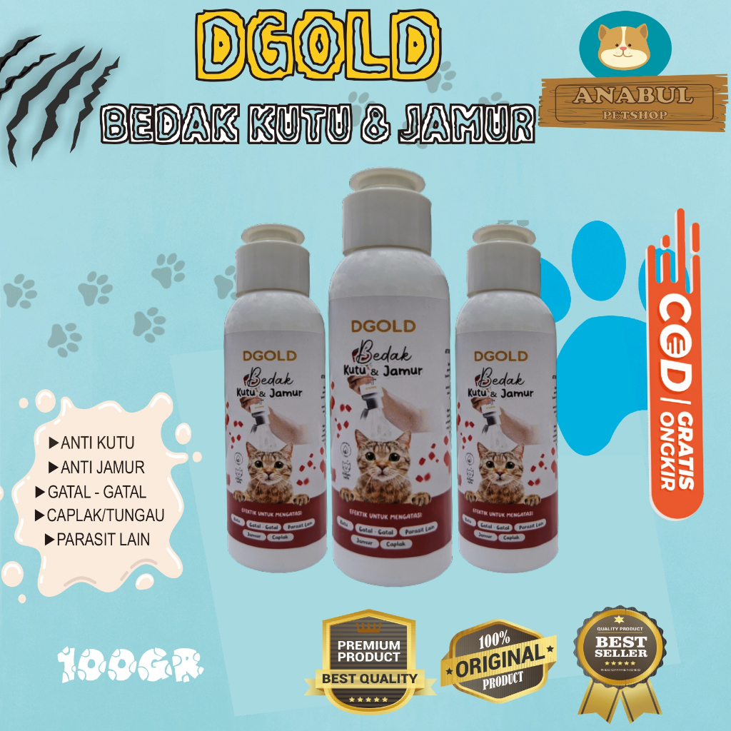 [GROSIR] BEDAK ANTI KUTU &amp; JAMUR SCABIES  KUCING &amp; ANJING DGOLD  SANGAT AMPUH DENGAN EXTRACT MAWAR 100GR