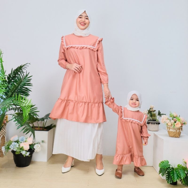 Baju Tunik Couple Ibu dan Anak Perempuan, Dress Couple Ibu dan anak