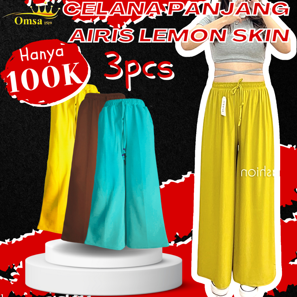 kulot highwaist jumbo berbahan airis lemon skin premium anti kusut celana panjang wanita korean style terbaru murah big size