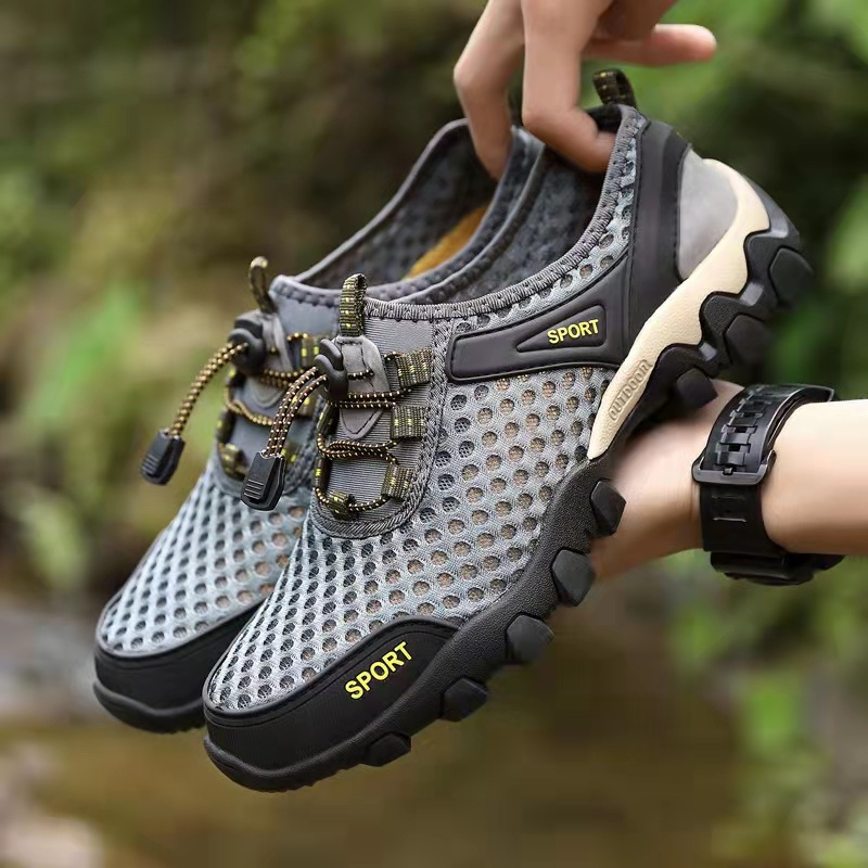 Leedoo Sepatu Hiking Pria Kasual Sepatu Sneakers Sepatu Gunung Outdoor Adventure Touring Shoes MH205 Abu
