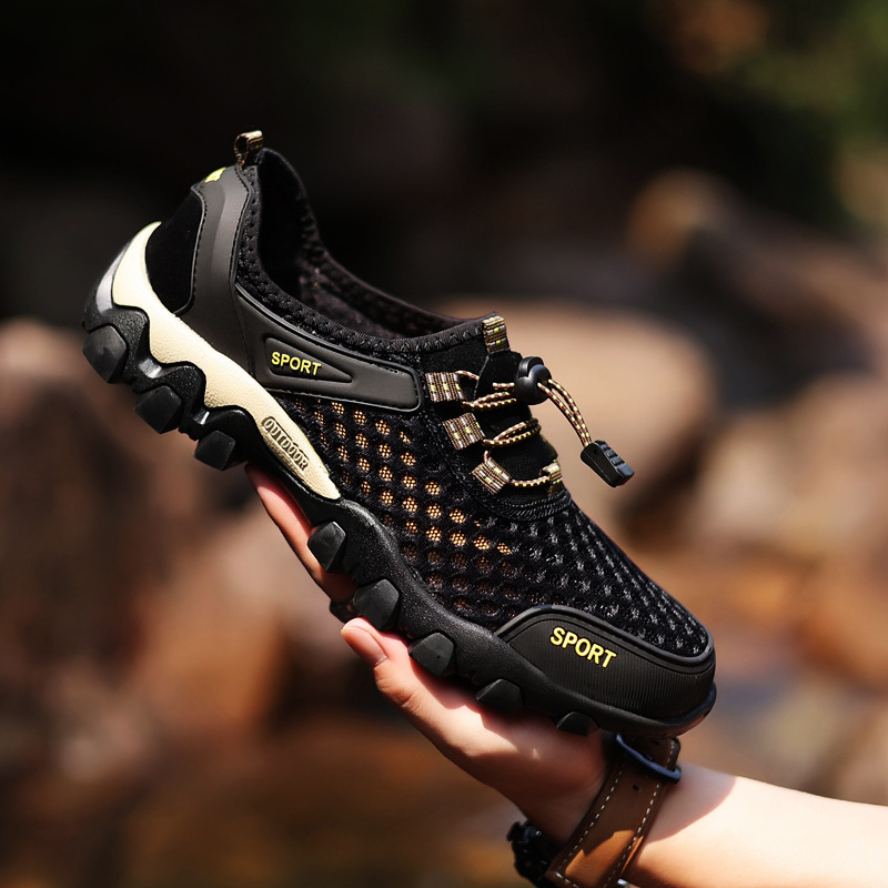 Leedoo Sepatu Hiking Pria Kasual Sepatu Sneakers Sepatu Gunung Outdoor Adventure Touring Shoes MH205 Hitam