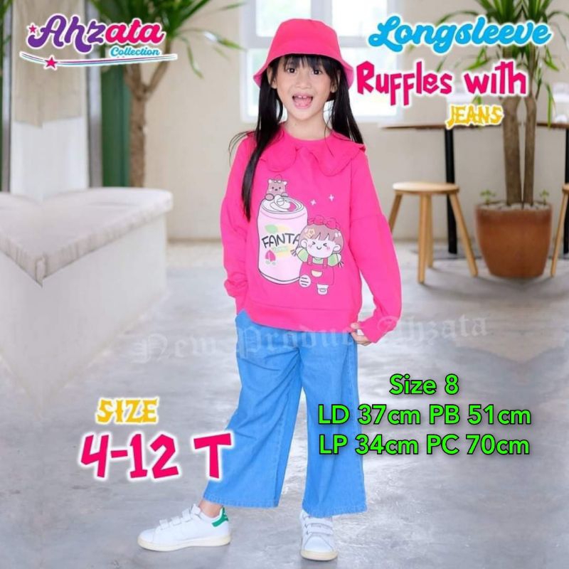 SET LONGSLEEVE JEANS KULOT AHZATA
