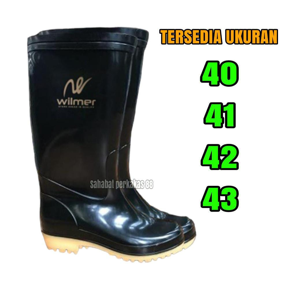 TERLARIS !!! Sepatu Boots Karet Boot Hitam Pria Kerja Safety Proyek Bot Panjang Vpr - 40