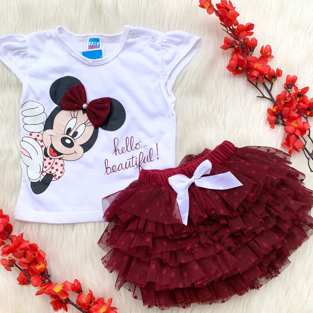 Baju setelan kaos rok tutu motif cantik bestseller fashion anak bayi cewek perempuan murah -hel