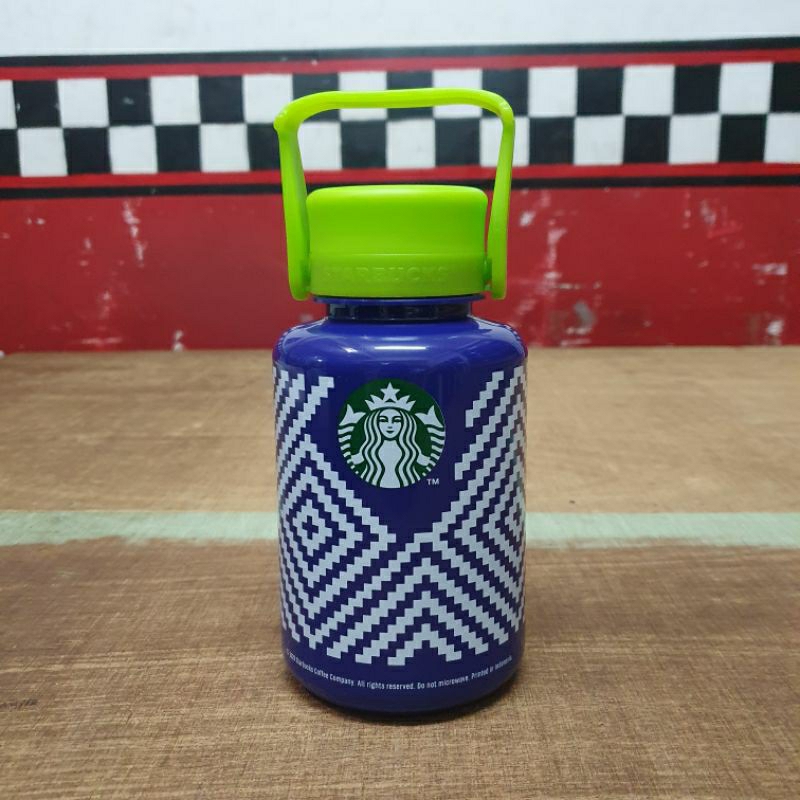 Starbucks plastic reusable colourful weave water Bottle 1 Liter - (Botol Minum Cold)