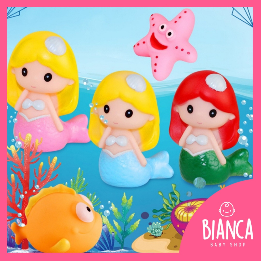 BIANCA - Mainan Mandi Air Anak Karet Rubber Mermaid Ikan Bintang Laut