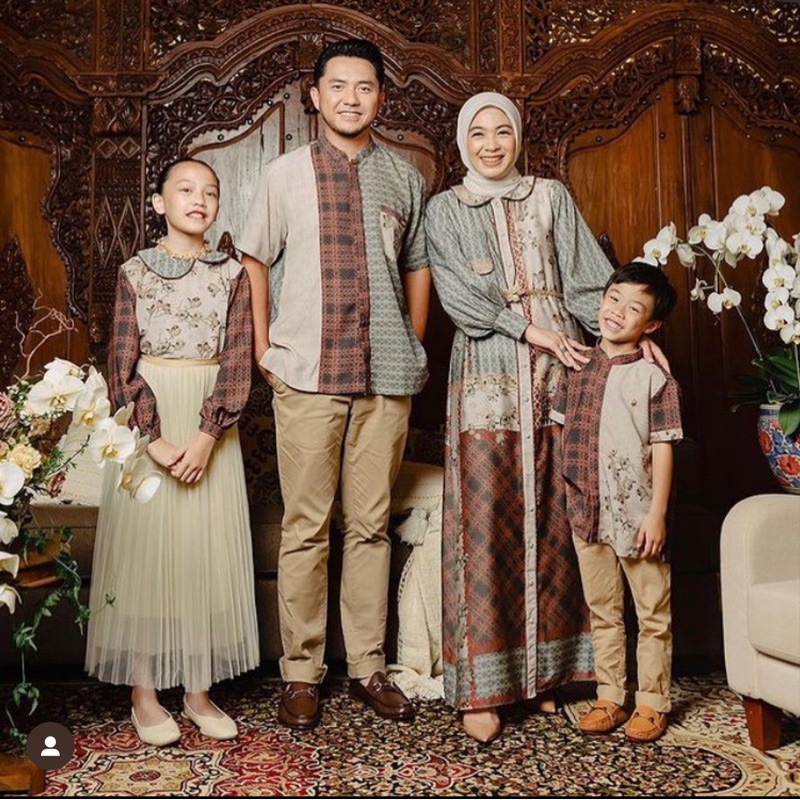 Anandayu Dark grey Set family dress ibu/blouse anak/koko anak