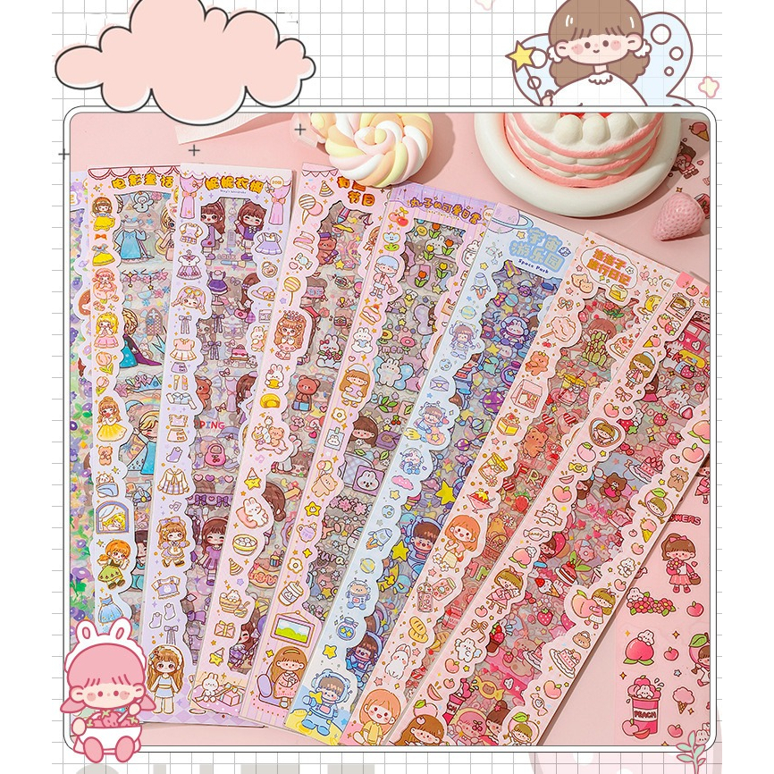 

GEM - STIKER PANJANG ISI 20 LEMBAR MOMO TRANSPARANT PVC KARTUN SERIES CUTTING STICKER DECORATIVE UNTUK DEKORASI JOURNAL HIAS SCRAPBOOK BUKU DIARY HP JOURNALING