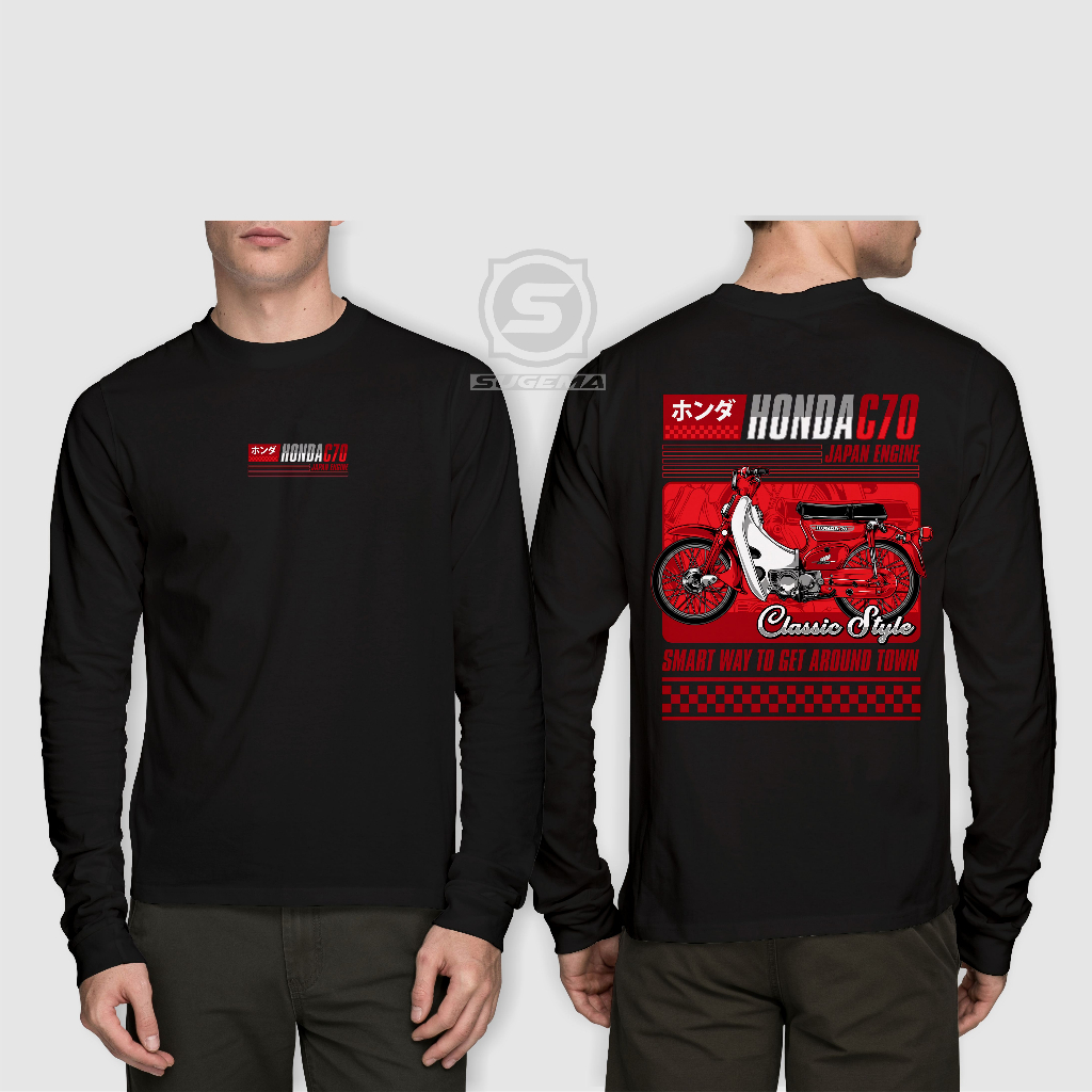 Kaos Honda C70 Classic Style Lengan Panjang - Kaos C70 Classic Style