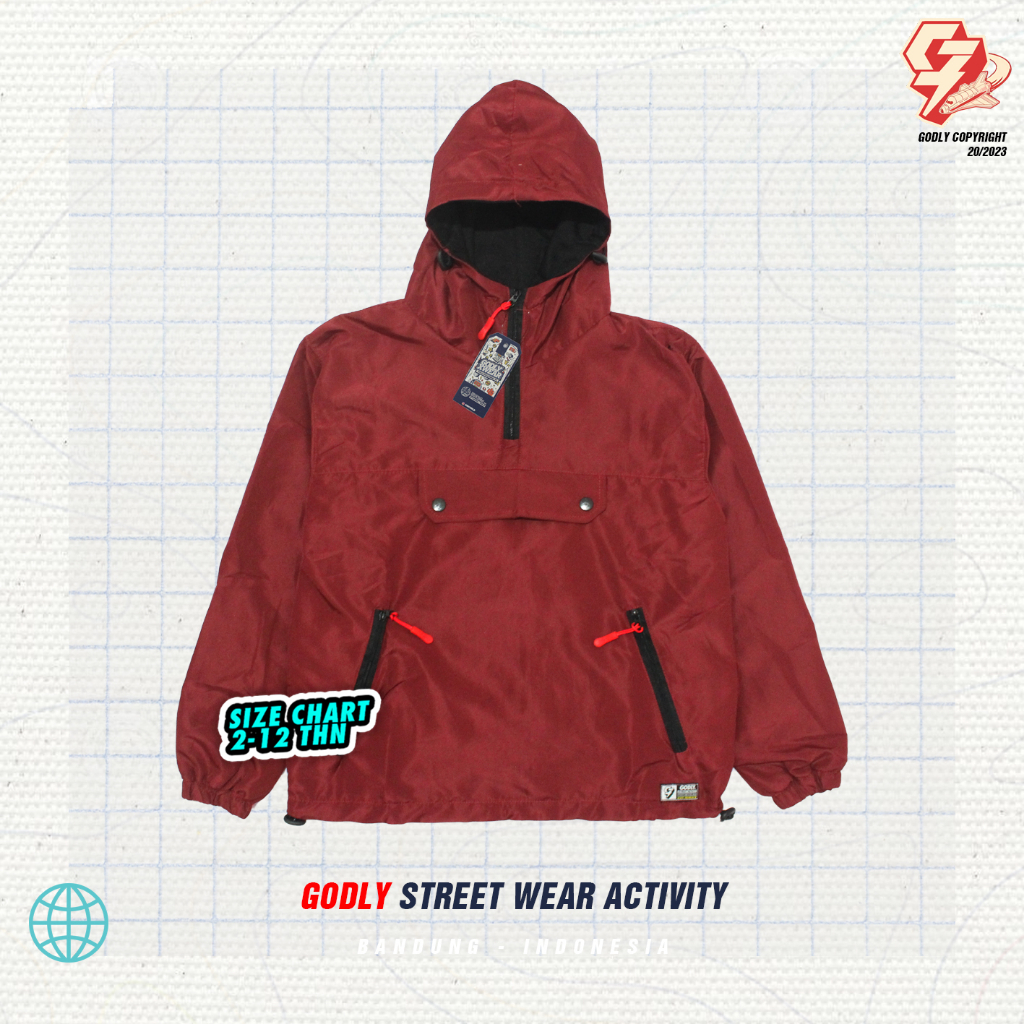 Jacket Anak Parasut CAGOULE tebal 1-12 tahun / Realpict godlykids / Atasan Anak Waterproof