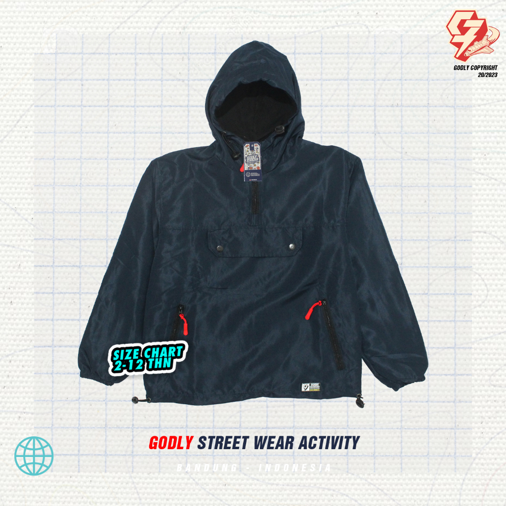 Jacket Anak Parasut CAGOULE tebal 1-12 tahun / Realpict godlykids / Atasan Anak Waterproof