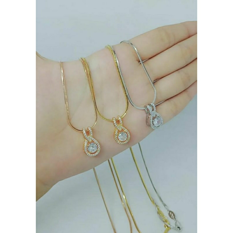 kalung rantai kasandra flexi+liontin oval tusuk mp tears/perak asli silver 925 lapis emas/perhiasan fashion wanita terbaru