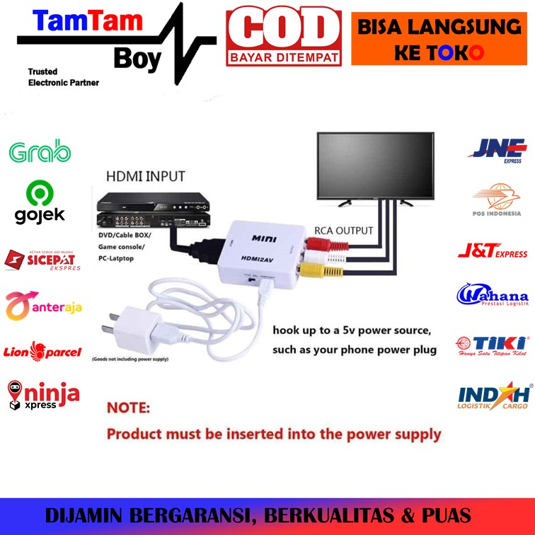 Converter Adapter Box HDMI To AV (3 RCA) Female With Power HDMI2AV
