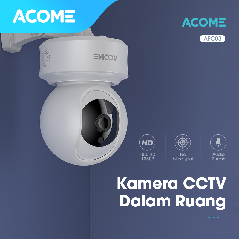 ACOME Smart Camera CCTV WiFi Camera Audio FULL HD 1440P 4MP Kamera No Blind Spot 2 Arah APC03 (bundling)