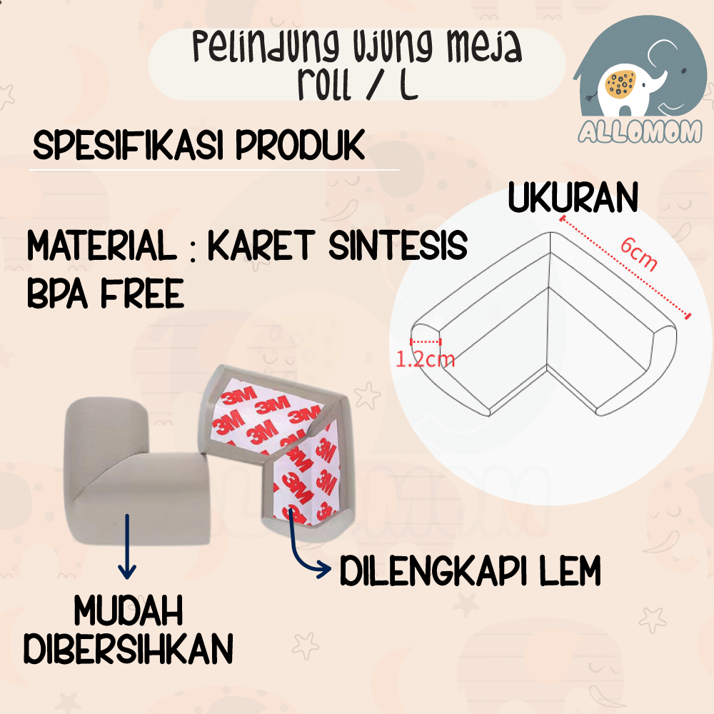 ( IMPORT ) Pelindung / Pengaman Ujung / Sudut Meja Toddler Bayi Aman Karet Safety Table Corner