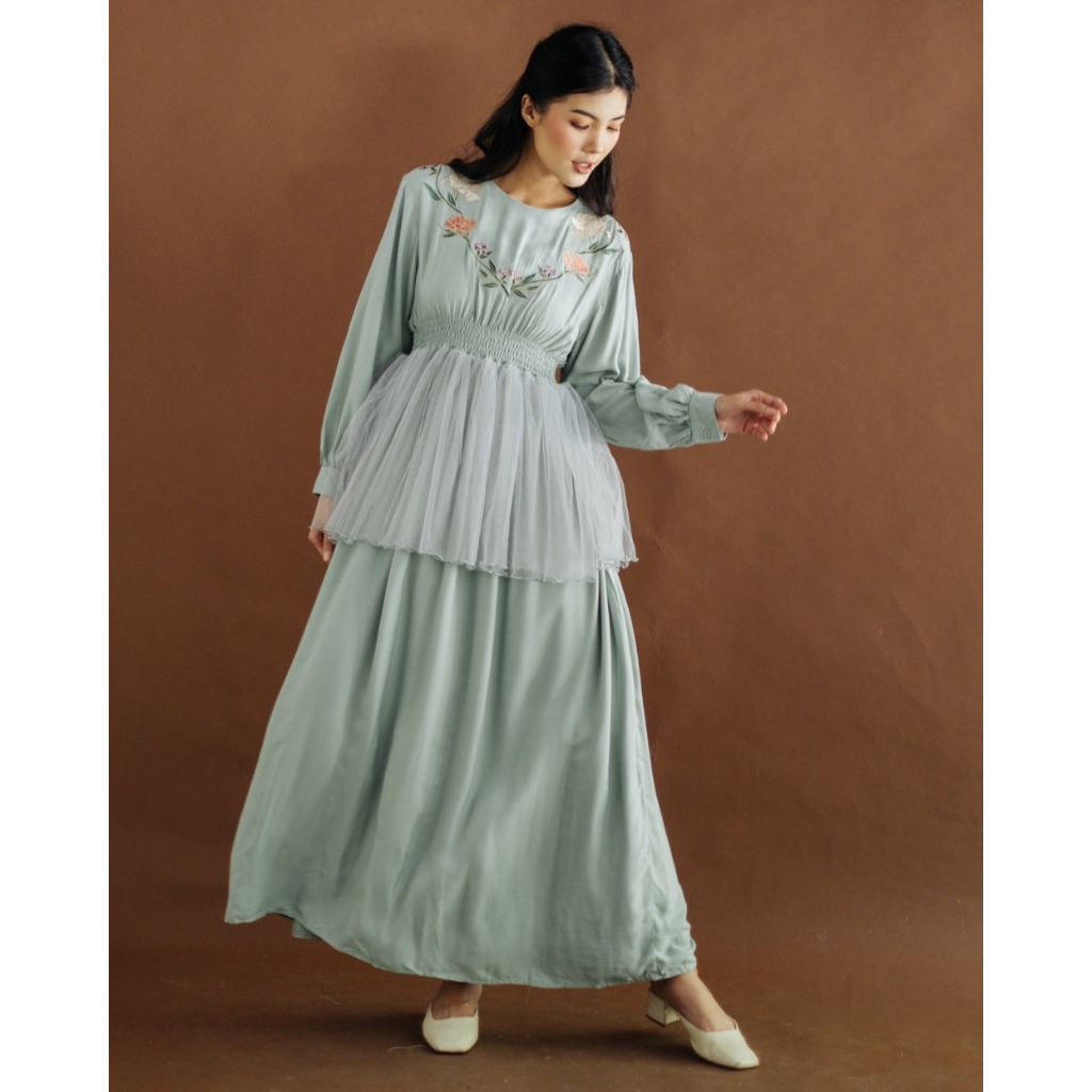 Myrubylicious RUELE LONGDRESS | DRESS WANITA | DRESS RAYON | DRESS MOTIF BUNGA | DRESS BORDIR