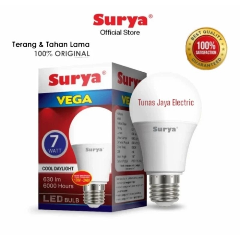 SURYA Lampu LED Bulb VEGA 7 Watt Cahaya Putih (GARANSI 1 Tahun)