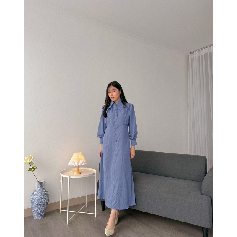 KANON - Yara Shirt Dress - Dress kemeja maxi hijab friendly model vintage korean look