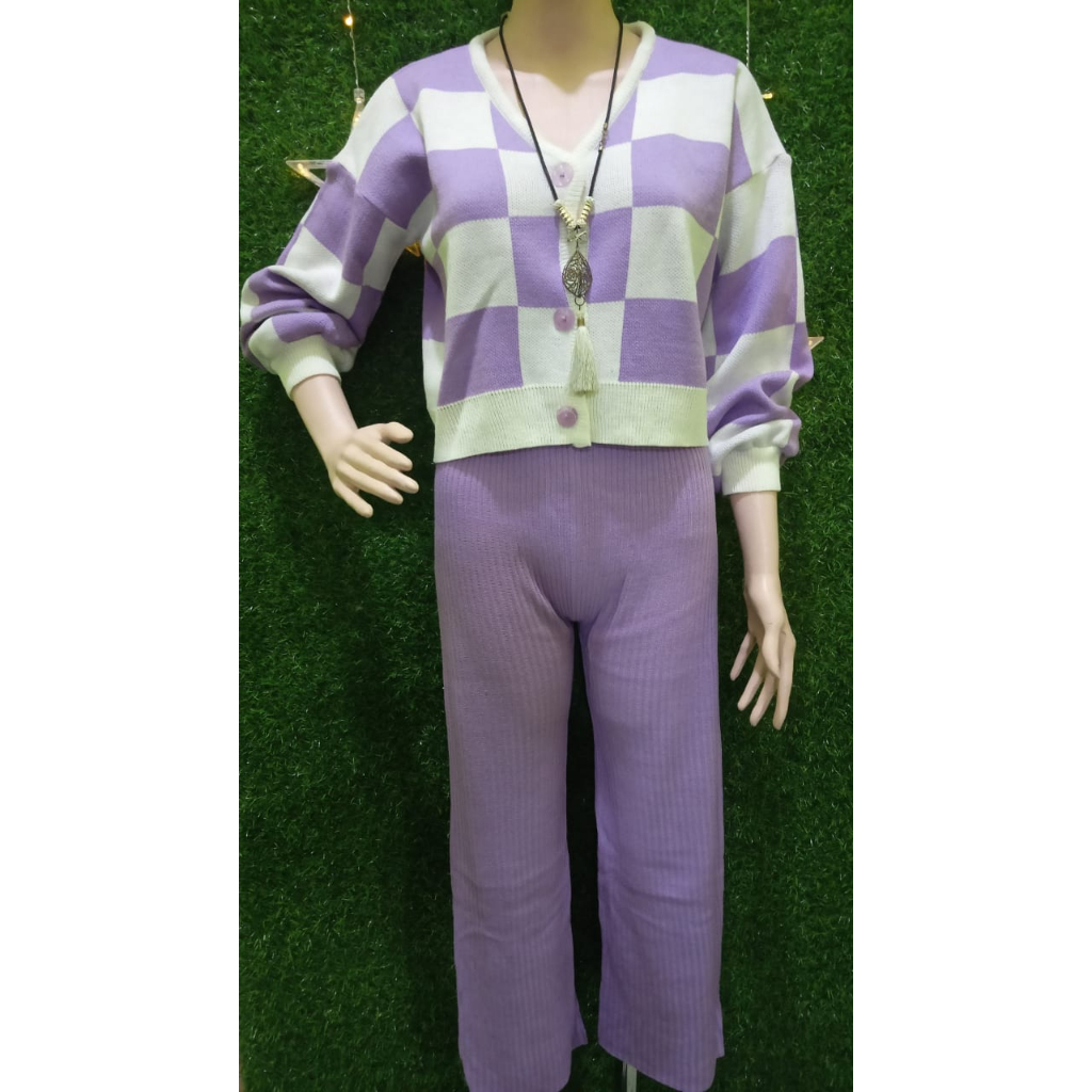 SETELAN RAJUT TERBARU/CARDIGAN CROP WANITA/CARDIGAN RAJUT DAN CELANA RAJUT/BAJU WANITA 2023
