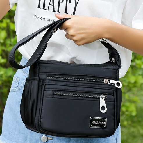 TAS SELEMPANG WANITA PREMIUM KANVAS HITAM BENAYA TA776B5 IMPORT SLING BAG KOREA CEWEK KEKINIAN SHOULDER BAHU BATAM MURAH BRANDED FASHION SIMPLE ORIGINAL TERBARU