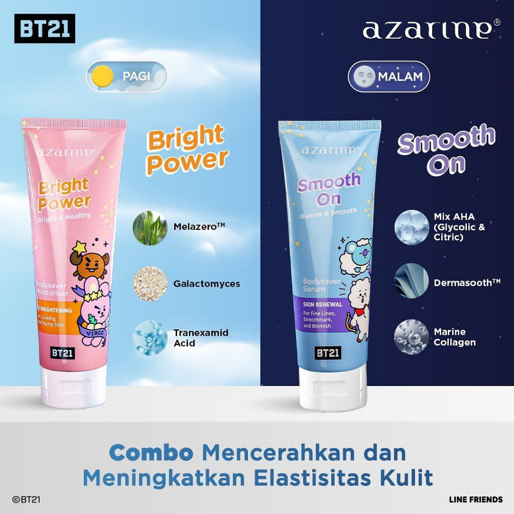 AZARINE Bodysaver Serum BT21 | Ageless Glow Barrier Bright Power Smooth On Body Serum 100 ml