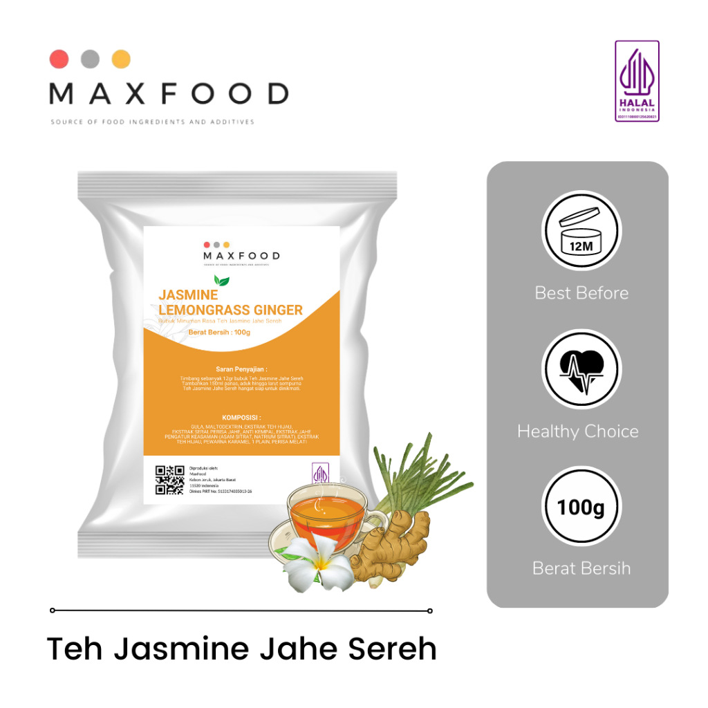 

Jasmine Tea Lemongrass / Bubuk Minuman Teh Jasmine Jahe Sereh 100 GR