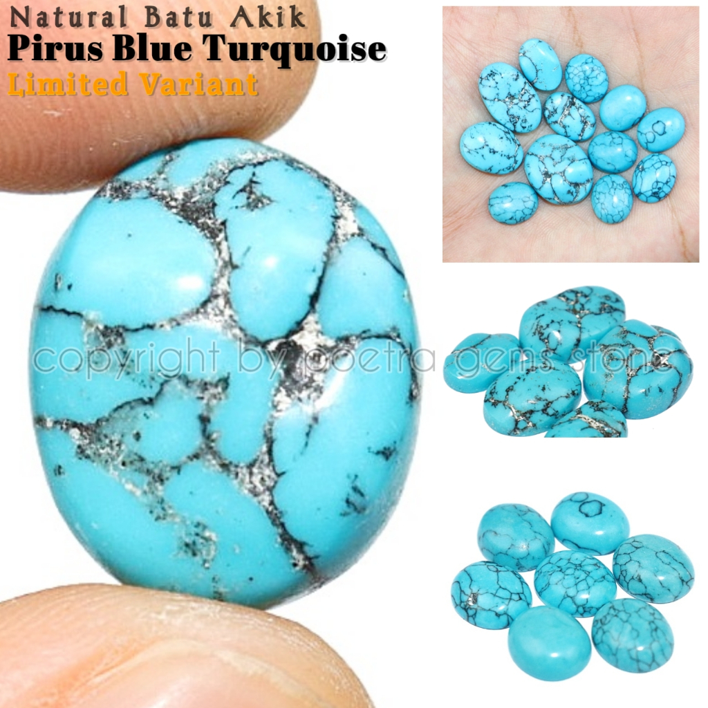 Natural Batu Akik Pirus Blue Turquoise Motif