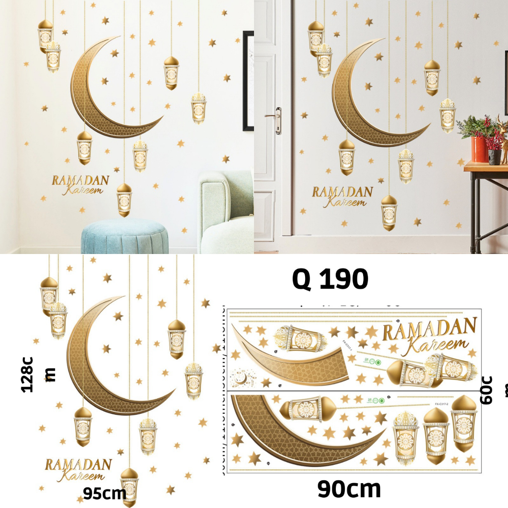 Q 190 WALL STICKER WALLSTICKER STIKER STICKER DINDING HIASAN TEMPELAN IDULFITRI IDUL FITRI BULAN SABIT RAMADAN KAREM KAREEM LEBARAN ISLAM WALLPAPER TEMBOK WALLSTIKER IDUL FITRI 2023 DEKORASI RUMAH RUANG TAMU @banyak