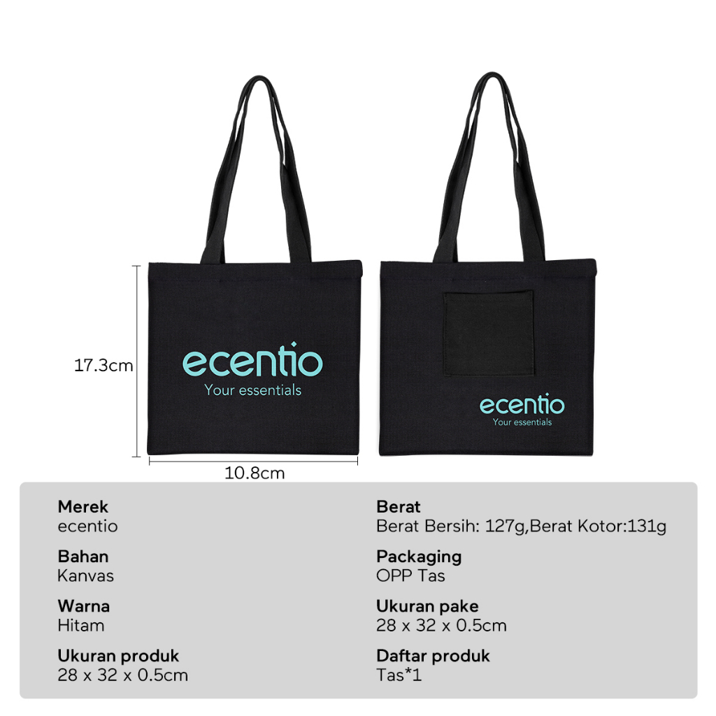 ecentio Tas Tote Bag Tas Sekolah Kanvas Totebag Import Sling Wanita Tas Belanja