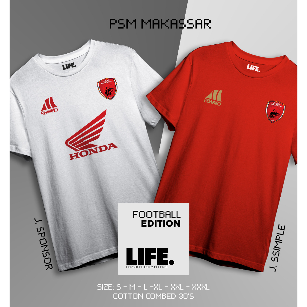 Kaos PSM Makassar - Juku Eja Champion Model Jersey Katun Sponsor Honda Rewako Apparel Bahan Katun Co