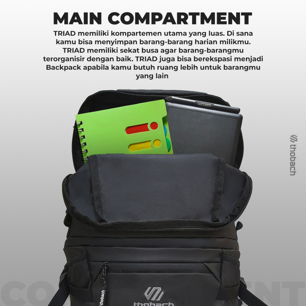 THOBACH-TAS 3 IN 1 WATERPROOF TRIAD BACKPACK SLING BAG WAISTBAG PRIA WANITA MULTIFUNGSI