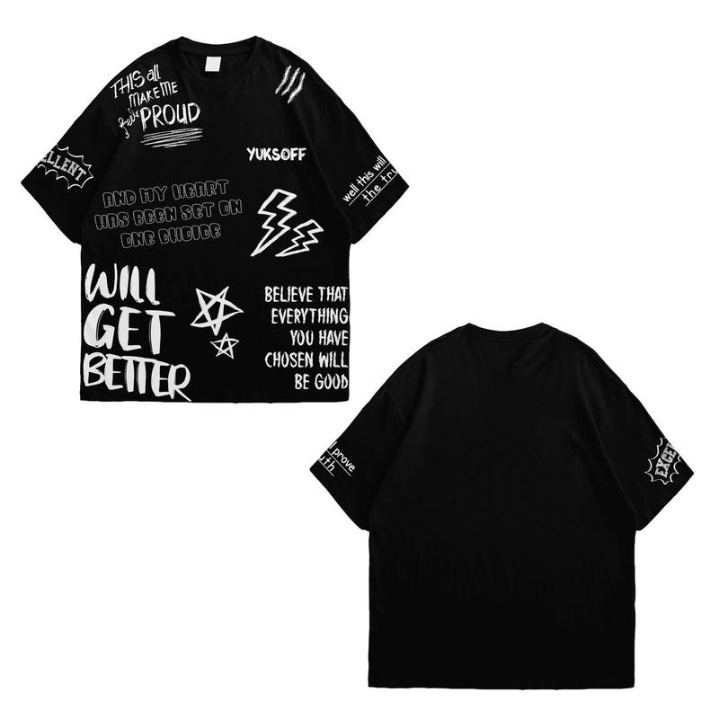 KAOS OVERSIZE T-Shirt &quot;Grafitti Black&quot; Outfit Cowok Keren