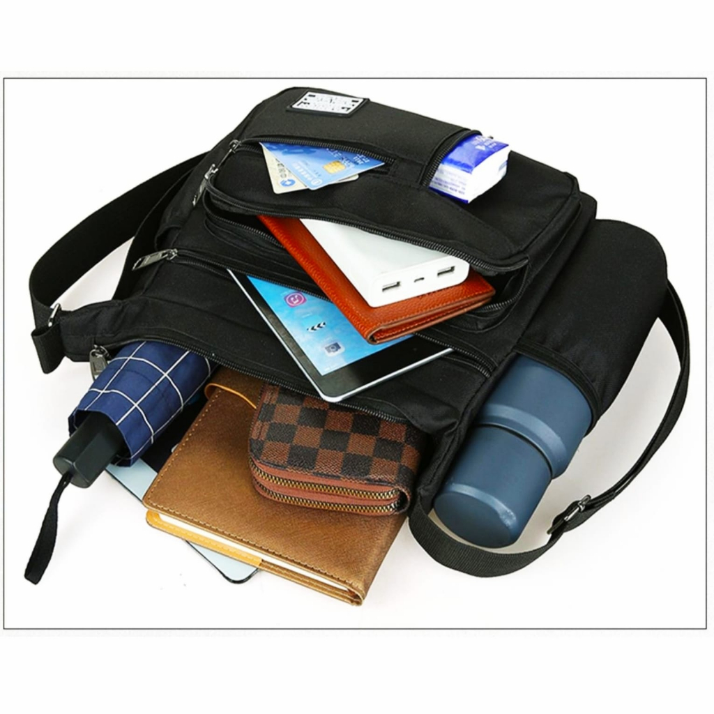 TAS SELEMPANG PRIA IMPORT TALUNA TA774B5 KANVAS BRANDED DISTRO LAKI DEWASA REMAJA KEKINIAN COWOK KEREN PREMIUM HITAM SIMPLE SHOULDER BAG SLINGBAG CROSSBODY BATAM CASUAL