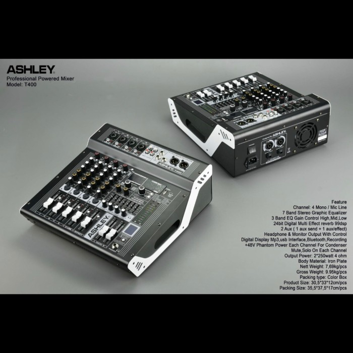 Power Mixer Ashley T400 T-400 T 400 MIXER POWER MIKSER ASHLEY 4 Channel ORIGINAL
