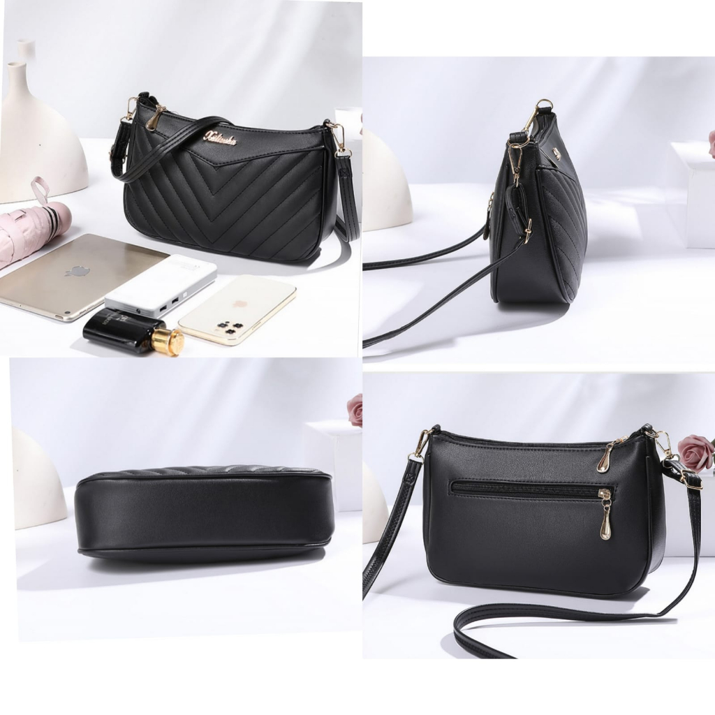 TAS SELEMPANG WANITA BRANDED CEWEK MURAH KEKINIAN SLING BAG IMPORT BATAM RANTAI KULIT HITAM KOREA REMAJA KAZUKI TA782B5 PREMIUM SHOULDER BAHU