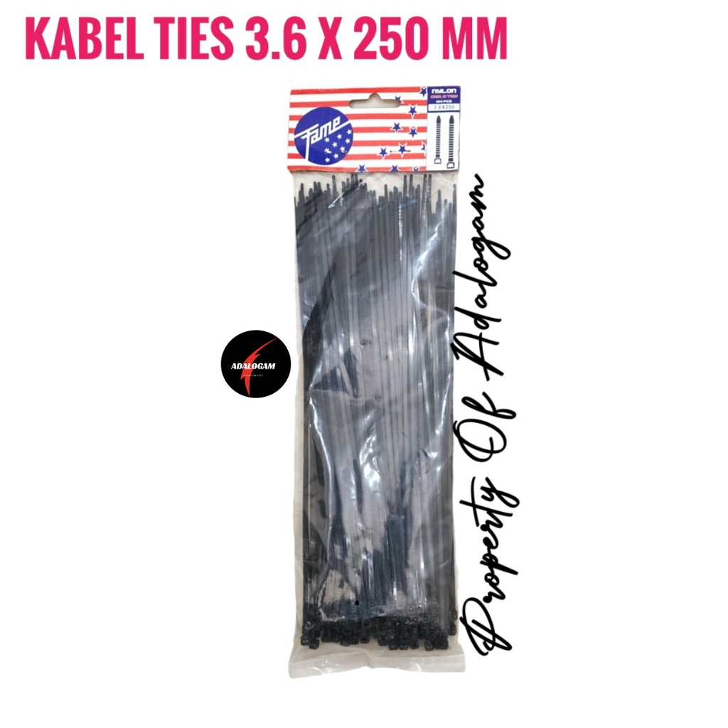 Kabel Tis Ties Hitam 25 Cm - Tali Ripet Plastik Nylon Hitam