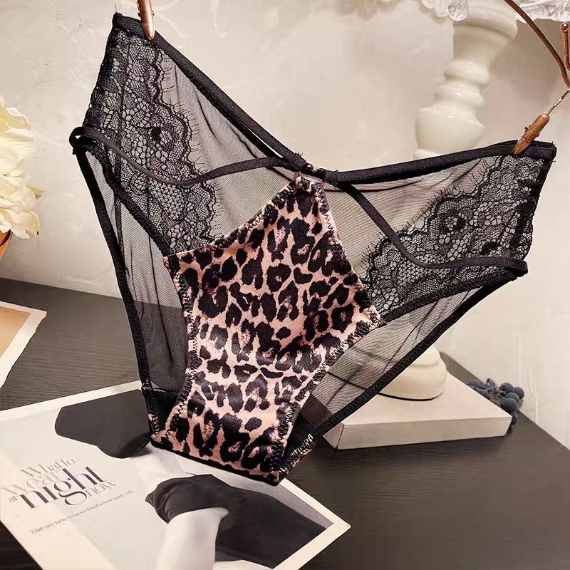 Macan Tutul Cetak Wanita Seksi Renda Celana Dalam underwear v253