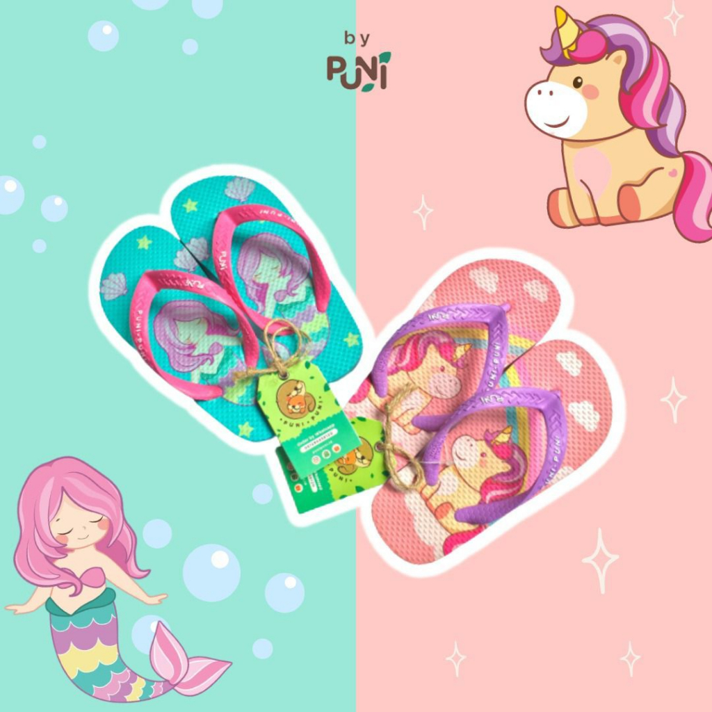 HNK Sandal Jepit Anak Perempuan Laki laki Unicorn Dino | Sandal PUNIPUNI