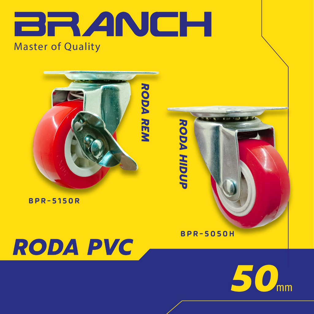 Roda pvc Branch Roda Etalase Roda Troli 2 Inch 50mm Roda Hidup mati 4 pcs