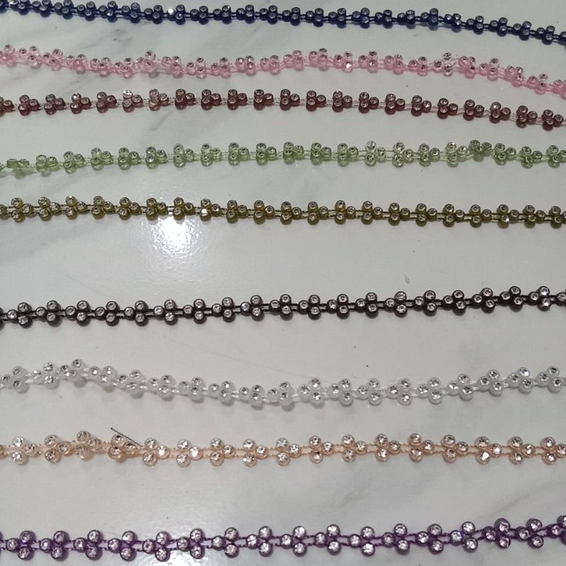 Swarovski semut meteran/Diamond payet mata tiga kilau. harga mulai 50cm-100cm