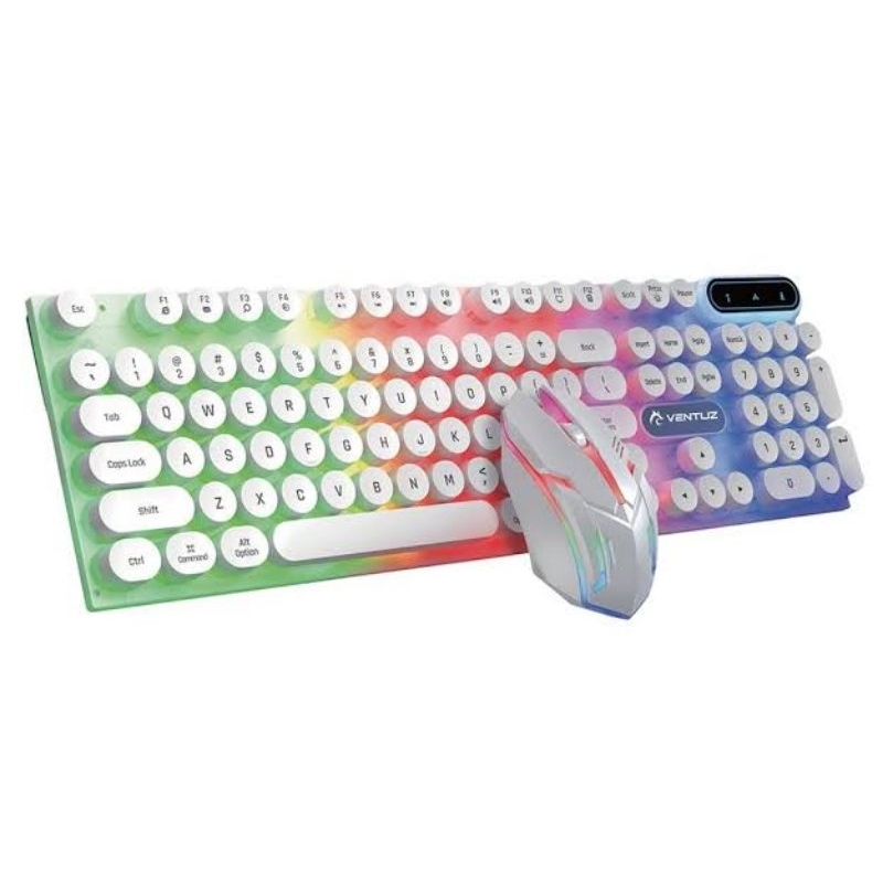 KEYBOARD MOUSE SET FULL WHITE RGB WIRED CABLE