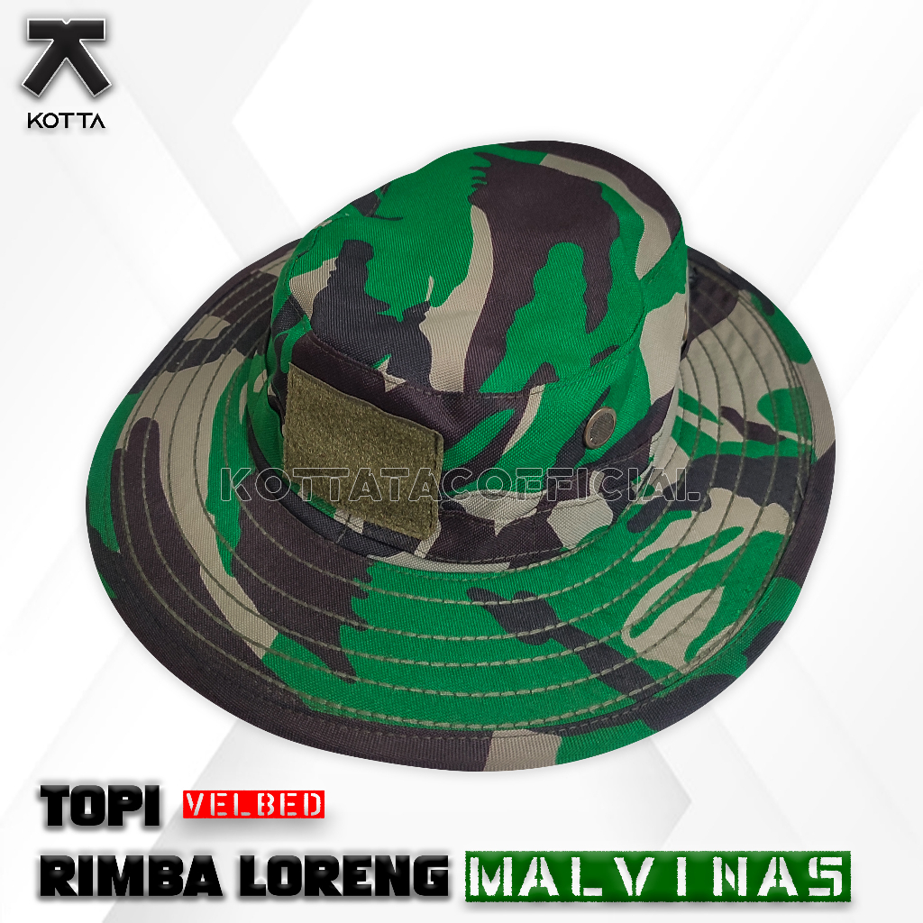 TOPI RIMBA VELBED LORENG MALVINAS - TOPI RIMBA LORENG TNI - TOPI RIMBA VELBED LORENG TNI