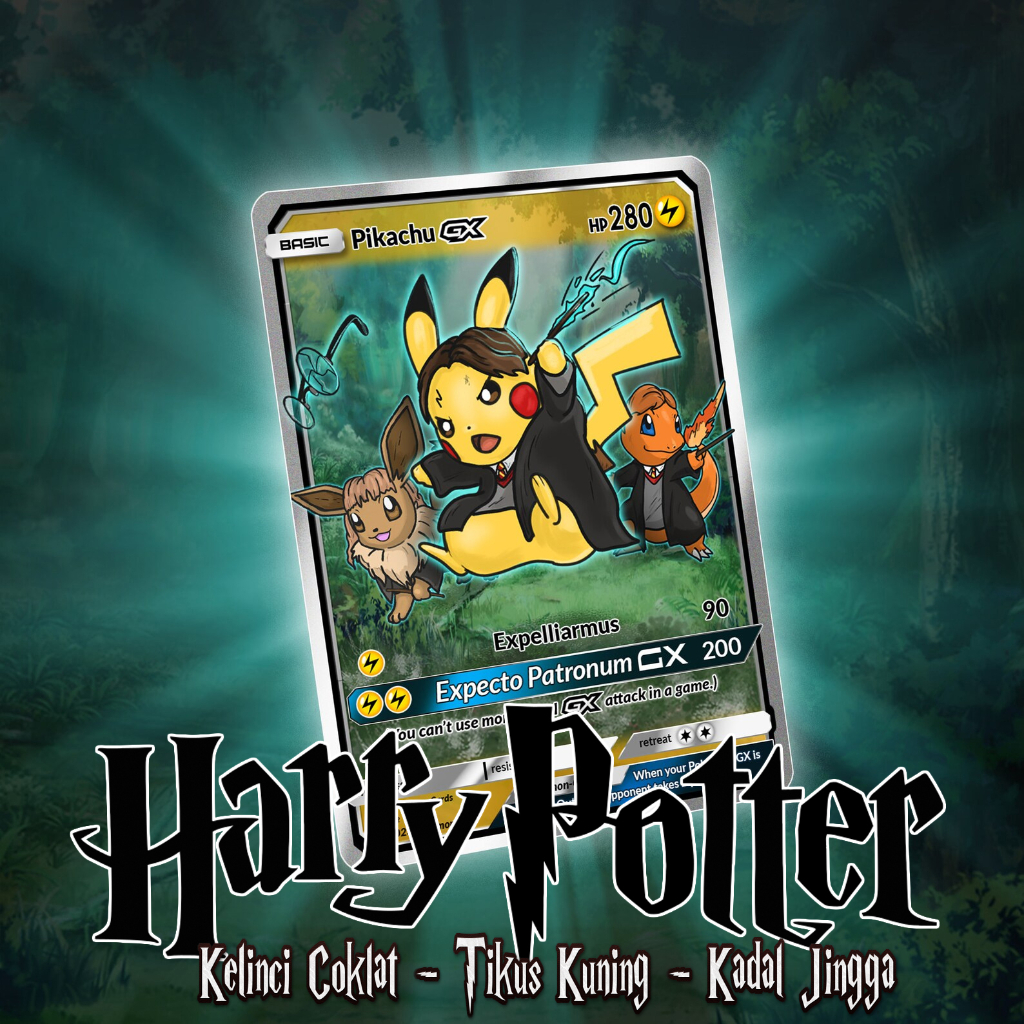 KARTU POKEMON TCG HOLOGRAM ENGLISH VERSION (GX) - HARRY POTTER PIKACHU