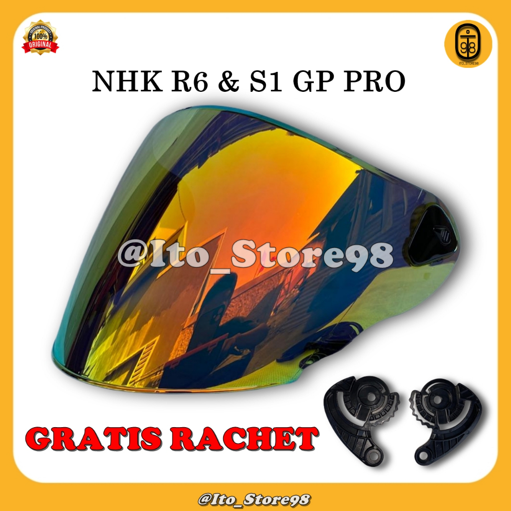 Kaca Helm NHK R6 & S1 GP PRO Original Norisk Tipe Visor Iridium Pnp (Pas Langsung Pasang) Di Helem