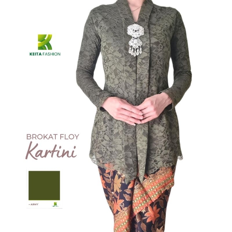 Kebaya Tradisional Kartini Model Monalong Bawahan Kain Plisket - Kebaya Kartini Polos Bahan Brokat -