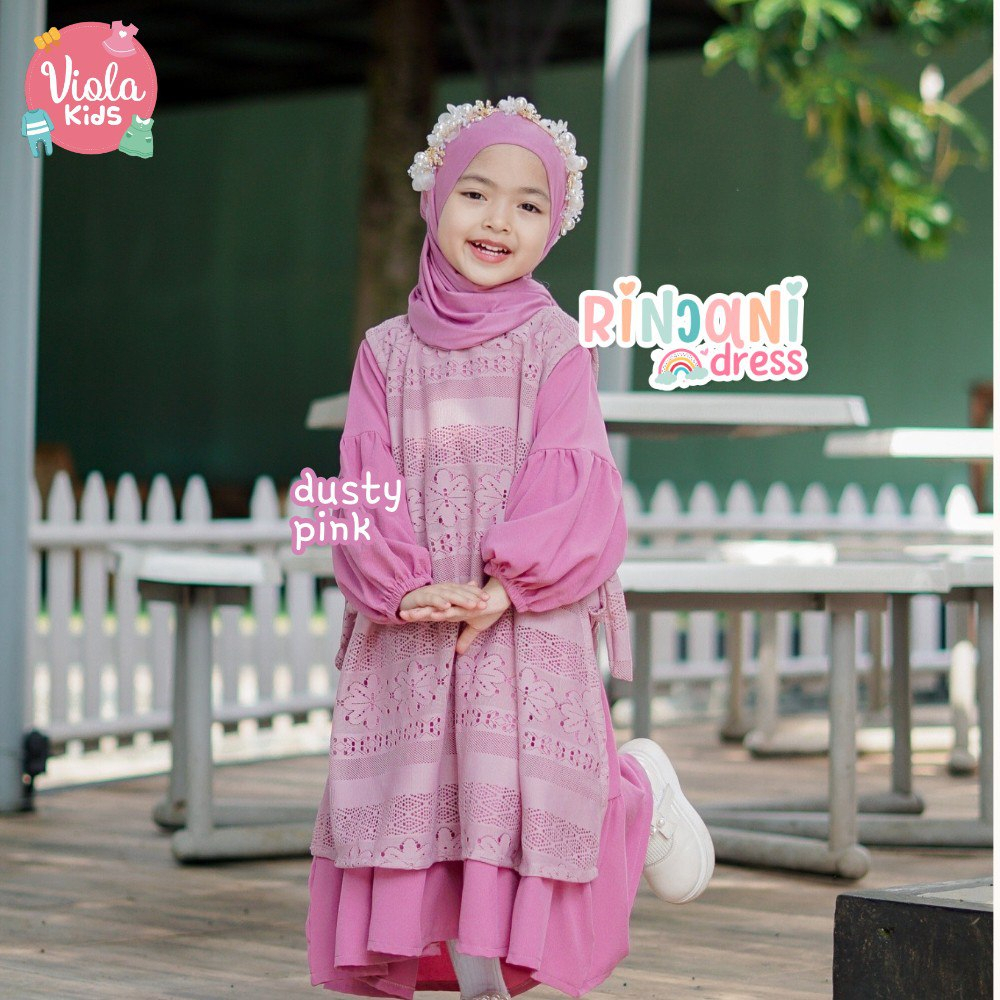 Afsheenastore Gamis Anak Rinjani Dress Gamis Vest Viola Kids